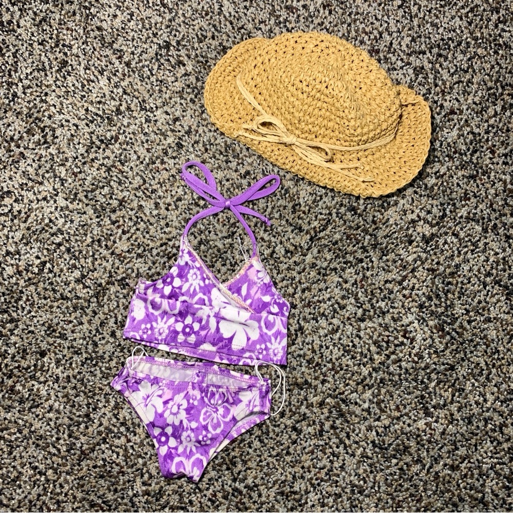 Build-A-Bear Workshop Two Piece Purple Swim Suit and Hat